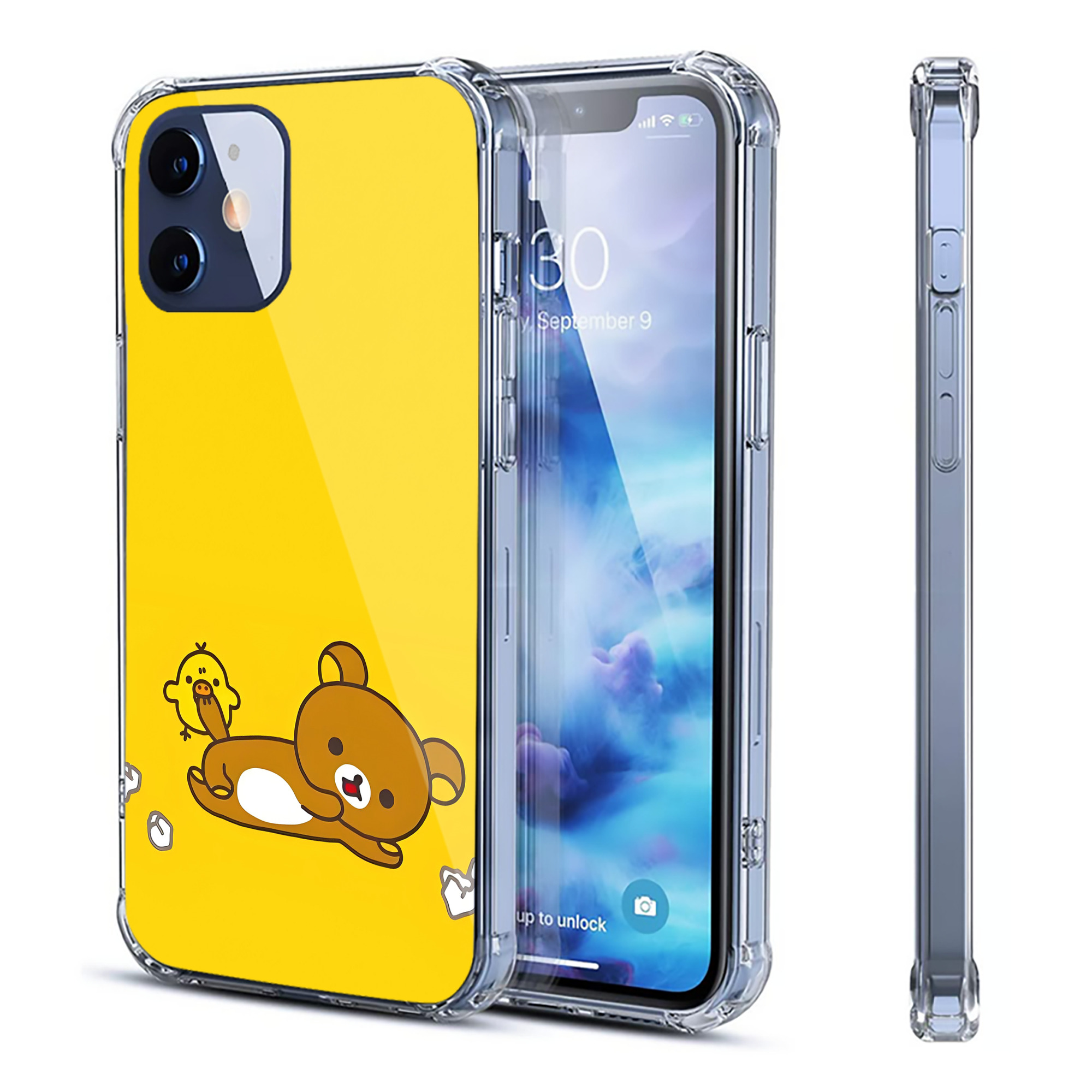 （画像用） リラックマ リラックマ キイロイトリ Rilakkuma Korilakkuma Kiiroitori 【iPhone 12シリーズ対応】透明スマホケース（クリアソフトケース）